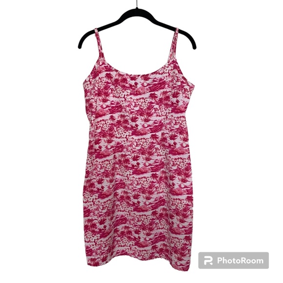 Surf Chicks Dresses & Skirts - Surf Chick Womens Size L Pink White Tropical Island Print Sundress Cover Up
